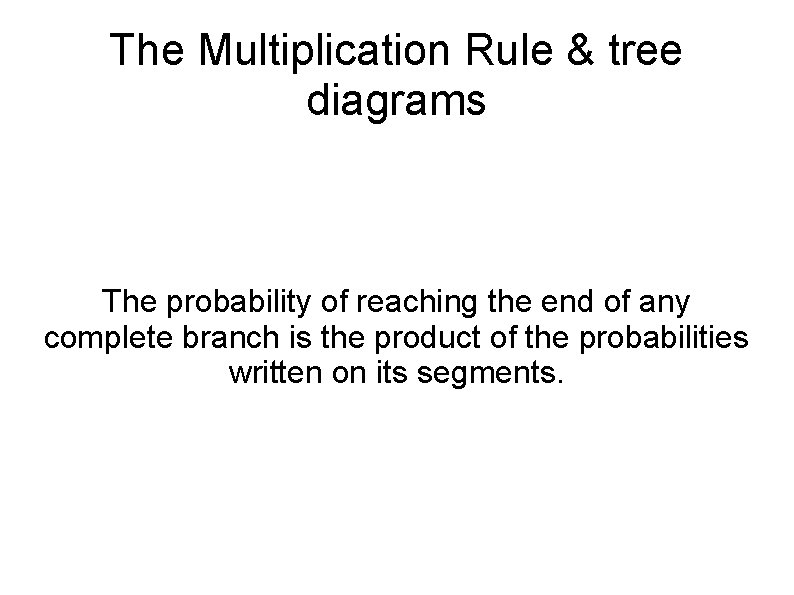 The Multiplication Rule & tree diagrams The probability of reaching the end of any