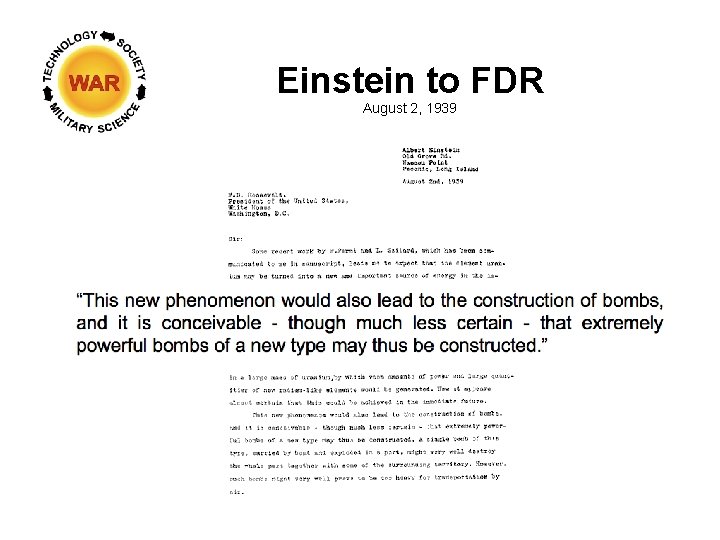 Einstein to FDR August 2, 1939 