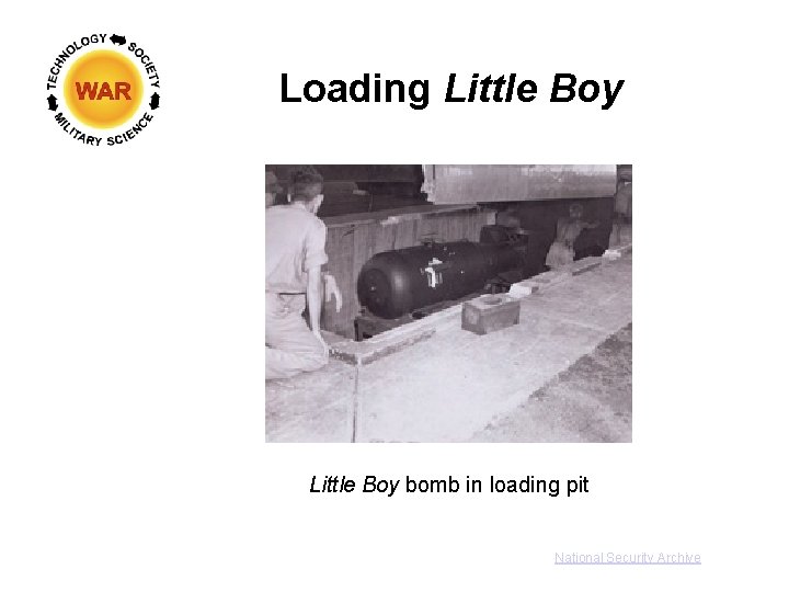 Loading Little Boy bomb in loading pit National Security Archive 