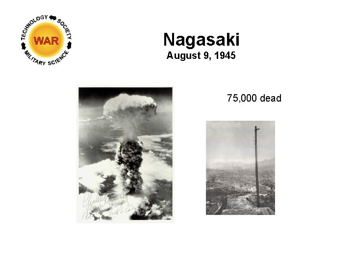 Nagasaki August 9, 1945 75, 000 dead 