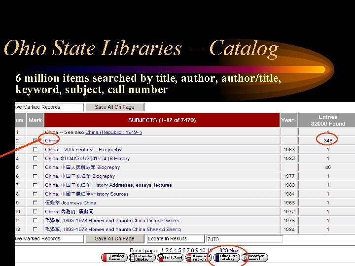 Ohio State Libraries – Catalog 6 million items searched by title, author/title, keyword, subject,