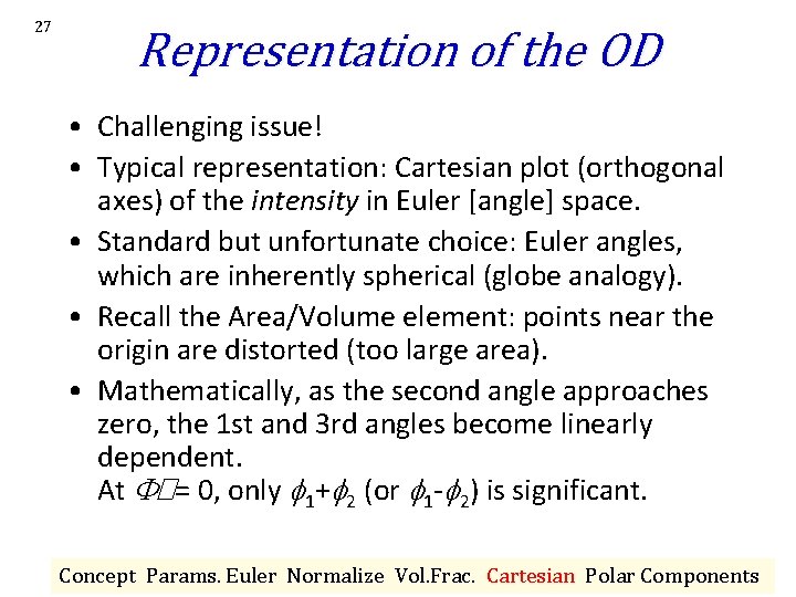 27 Representation of the OD • Challenging issue! • Typical representation: Cartesian plot (orthogonal 27 Representation of the OD • Challenging issue! • Typical representation: Cartesian plot (orthogonal