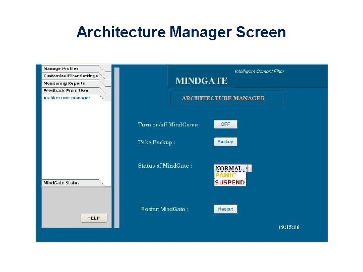 Architecture Manager Screen 