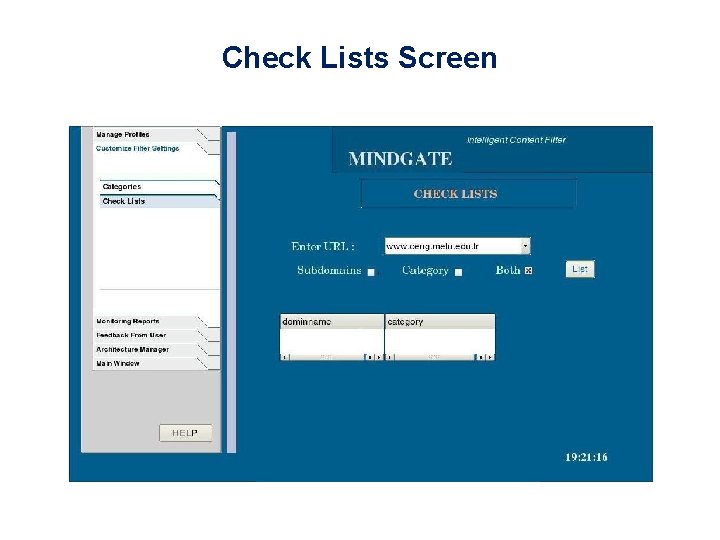 Check Lists Screen 