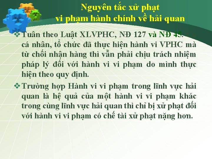 Nguyên tắc xử phạt vi phạm hành chính về hải quan v Tuân theo