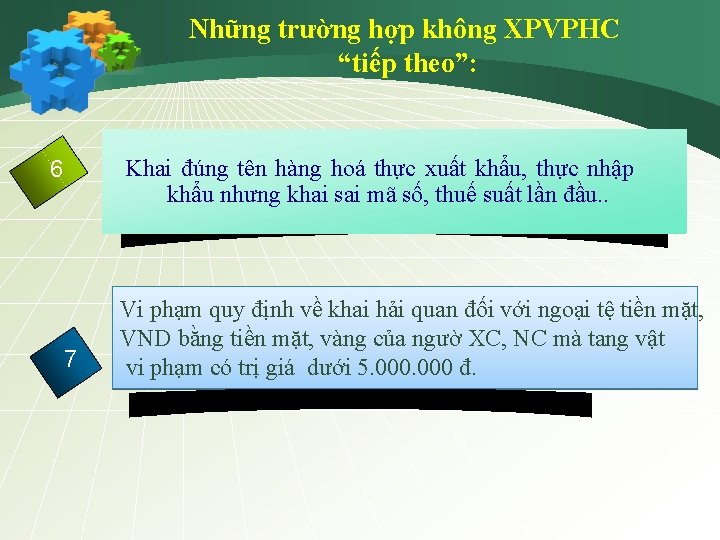 Những trường hợp không XPVPHC “tiếp theo”: Click addtên Title Khai to đúng hàng