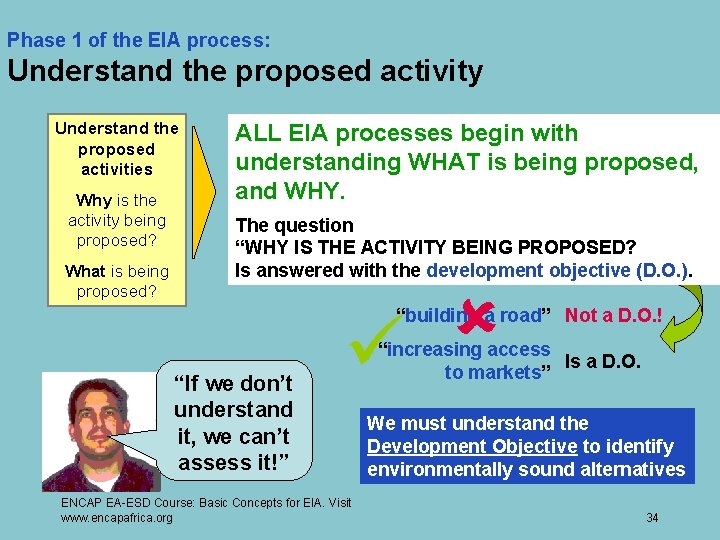 Phase 1 of the EIA process: Understand the proposed activity Understand the proposed activities