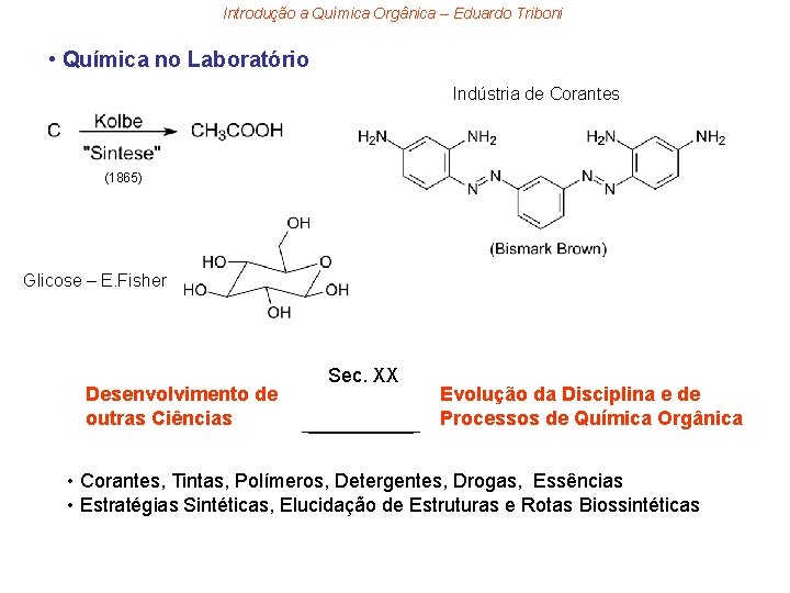 Introdução a Química Orgânica – Eduardo Triboni • Química no Laboratório Indústria de Corantes