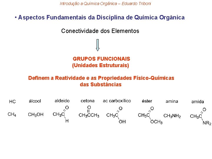 Introdução a Química Orgânica – Eduardo Triboni • Aspectos Fundamentais da Disciplina de Química