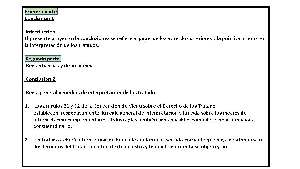 Primera parte Conclusión 1 Introducción El presente proyecto de conclusiones se refiere al papel