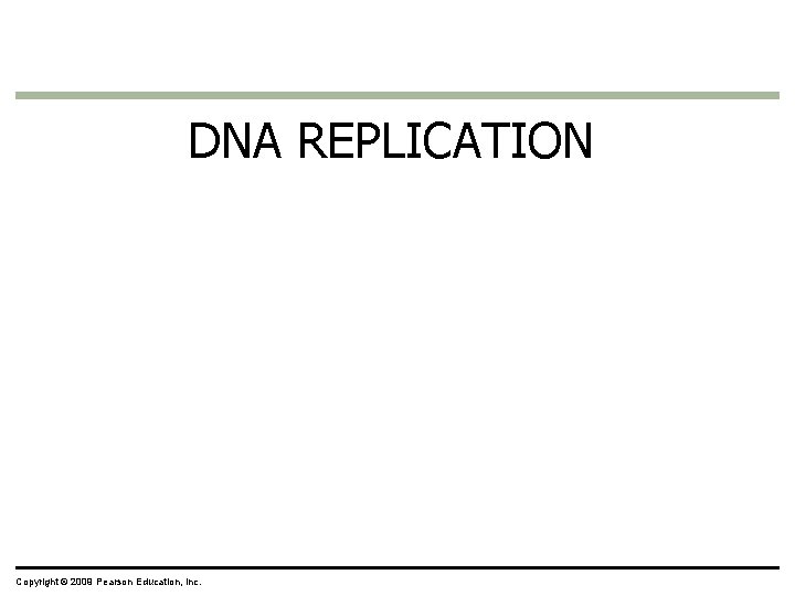 DNA REPLICATION Copyright © 2009 Pearson Education, Inc. 