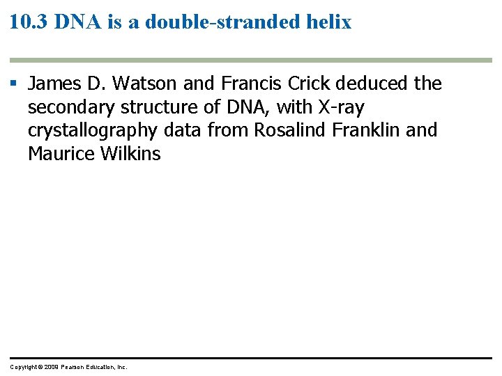 10. 3 DNA is a double-stranded helix § James D. Watson and Francis Crick