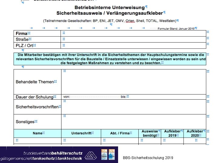 BBS-Sicherheitsschulung 2019 