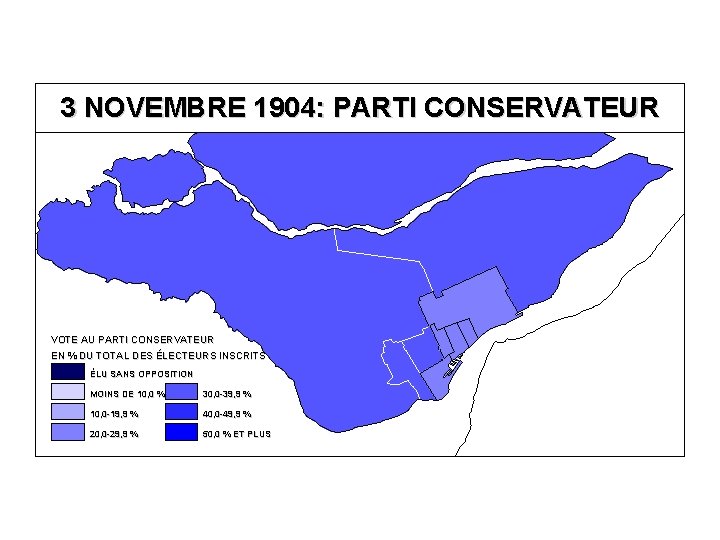 3 NOVEMBRE 1904: PARTI CONSERVATEUR VOTE AU PARTI CONSERVATEUR EN % DU TOTAL DES