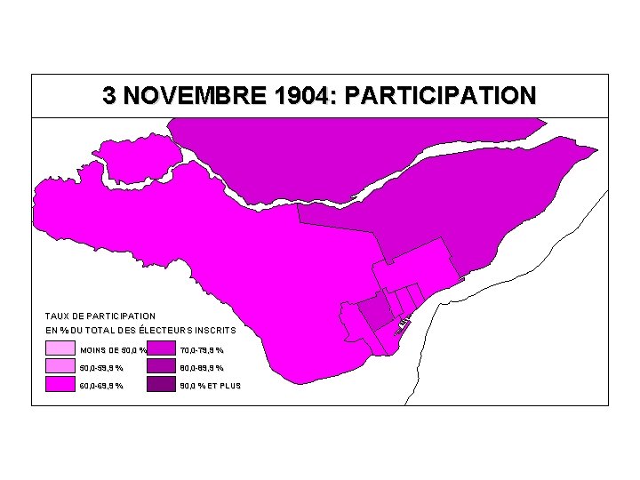 3 NOVEMBRE 1904: PARTICIPATION TAUX DE PARTICIPATION EN % DU TOTAL DES ÉLECTEURS INSCRITS