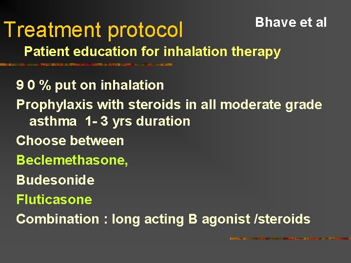Treatment protocol Bhave et al Patient education for inhalation therapy 9 0 % put