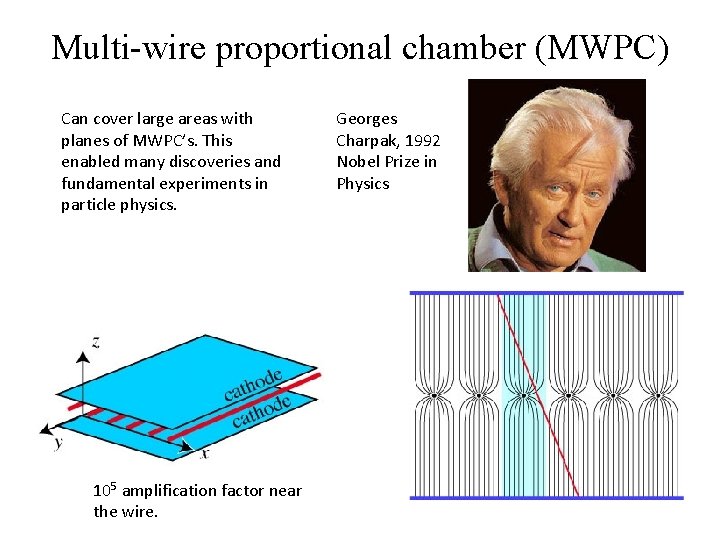 Multi-wire proportional chamber (MWPC) Can cover large areas with planes of MWPC’s. This enabled