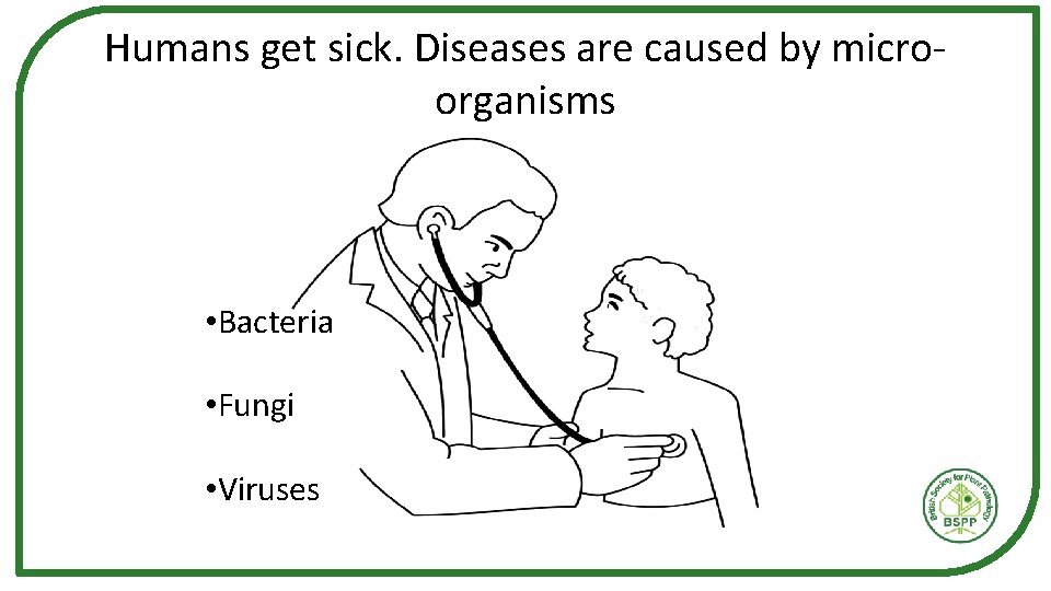 Humans get sick. Diseases are caused by microorganisms • Bacteria • Fungi • Viruses Humans get sick. Diseases are caused by microorganisms • Bacteria • Fungi • Viruses