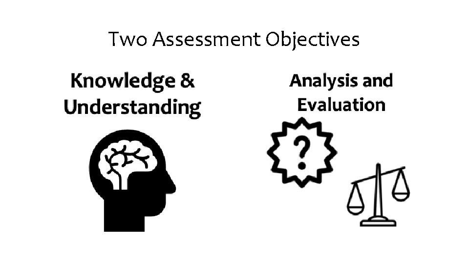 Two Assessment Objectives  Two Assessment Objectives