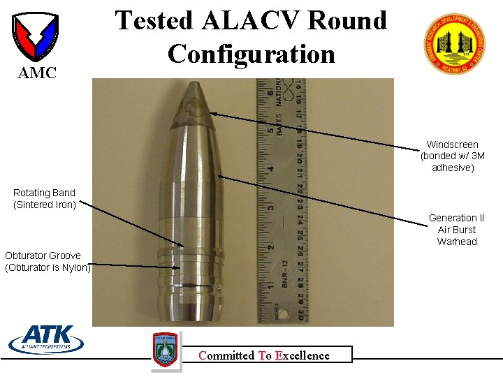 AMC Tested ALACV Round Configuration Windscreen (bonded w/ 3 M adhesive) Rotating Band (Sintered