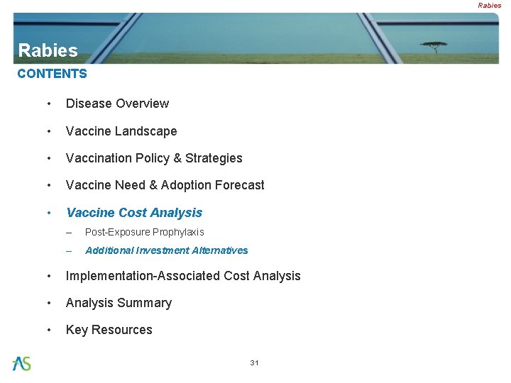 Rabies CONTENTS • Disease Overview • Vaccine Landscape • Vaccination Policy & Strategies •