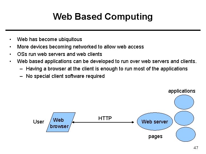 Web Based Computing • • Web has become ubiquitous More devices becoming networked to