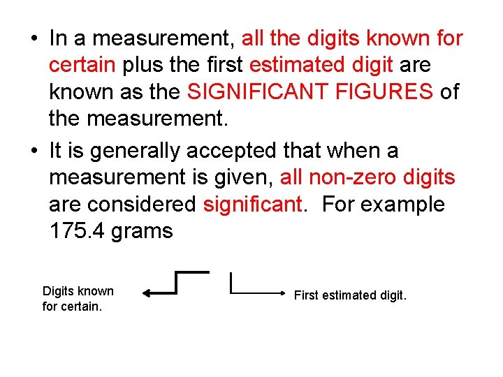  • In a measurement, all the digits known for certain plus the first