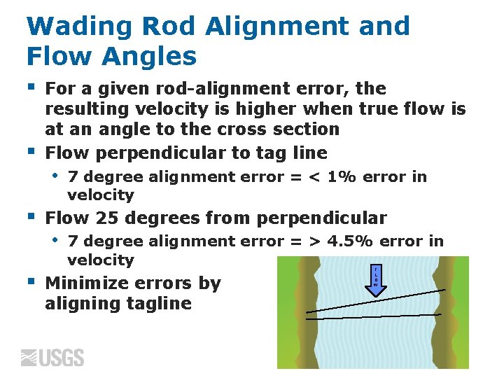 Wading Rod Alignment and Flow Angles § § For a given rod-alignment error, the