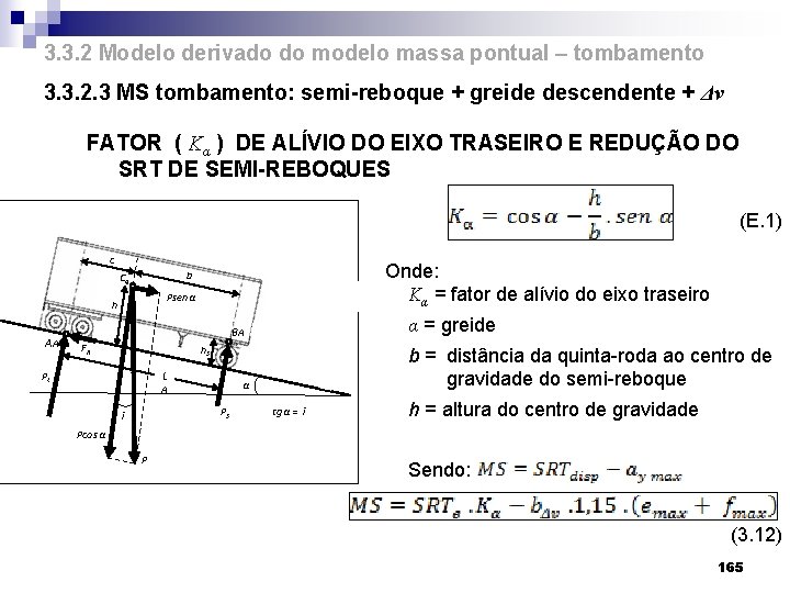 3. 3. 2 Modelo derivado do modelo massa pontual – tombamento 3. 3. 2.