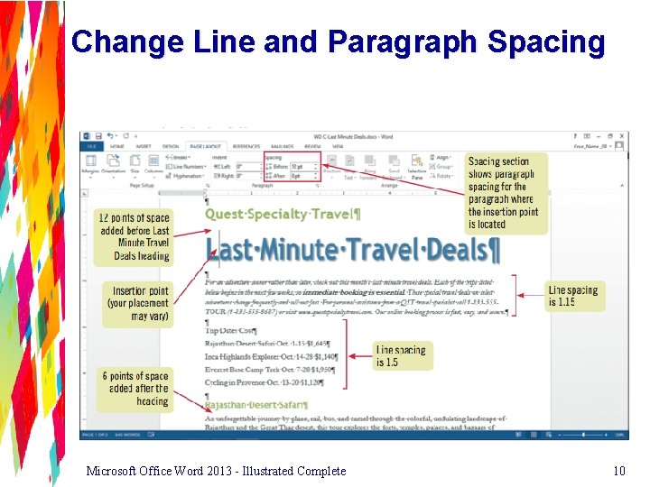 Change Line and Paragraph Spacing Microsoft Office Word 2013 - Illustrated Complete 10 
