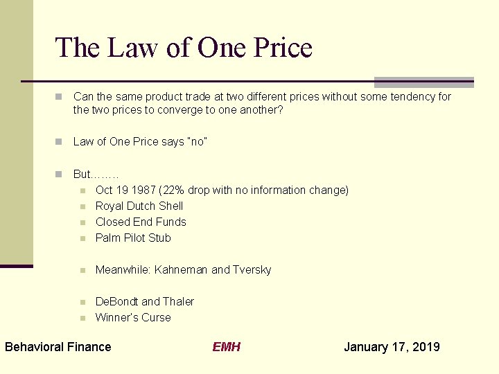 The Law of One Price n Can the same product trade at two different