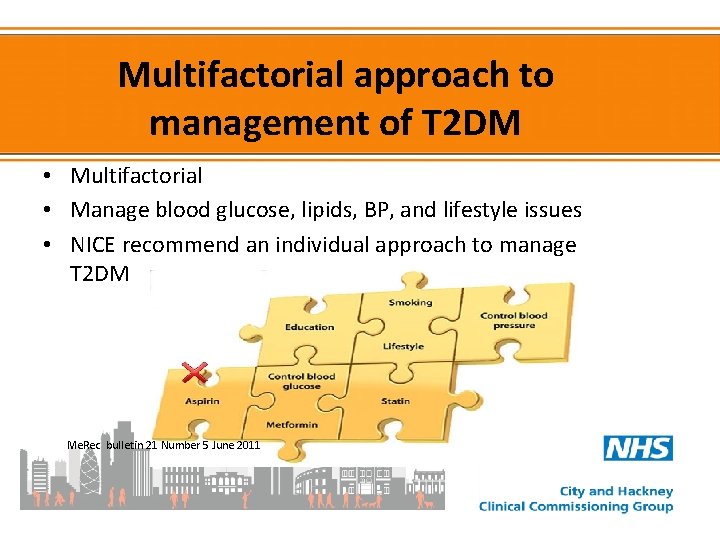 Multifactorial approach to management of T 2 DM • Multifactorial • Manage blood glucose,