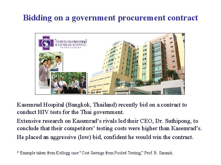 Bidding on a government procurement contract Kasemrad Hospital (Bangkok, Thailand) recently bid on a