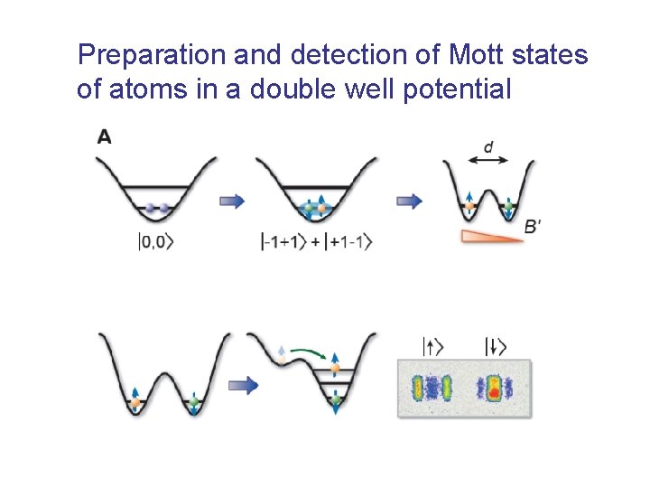 Preparation and detection of Mott states of atoms in a double well potential 