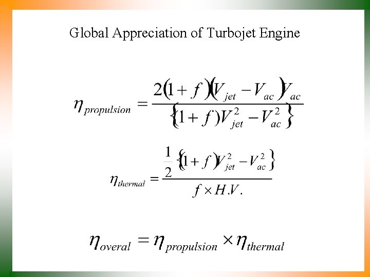 Global Appreciation of Turbojet Engine 