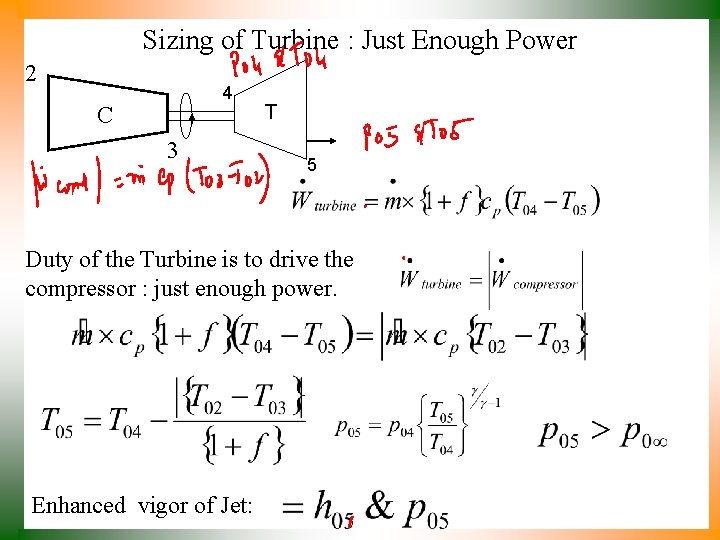 Sizing of Turbine : Just Enough Power 2 4 C 3 T 5 Duty