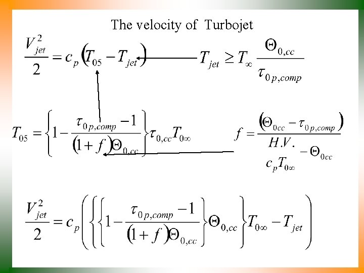 The velocity of Turbojet 