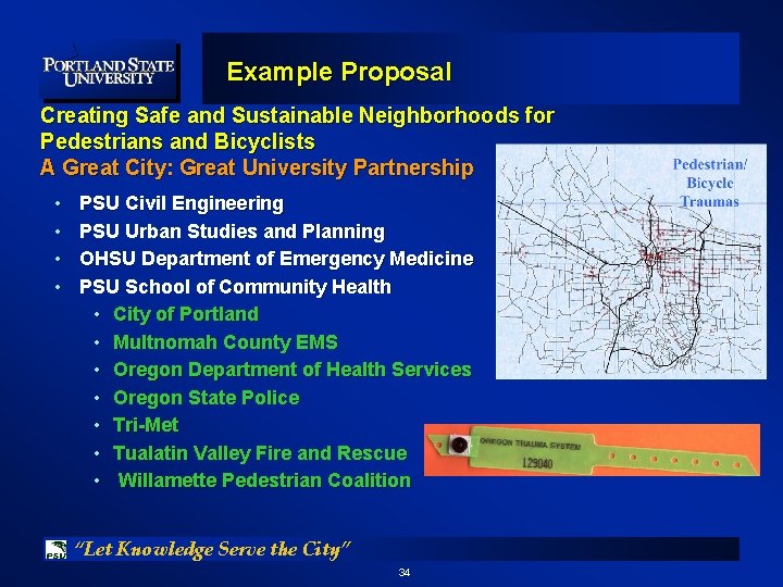 Example Proposal Creating Safe and Sustainable Neighborhoods for Pedestrians and Bicyclists A Great City:
