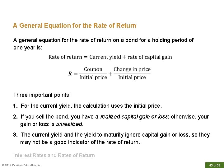 A General Equation for the Rate of Return A general equation for the rate