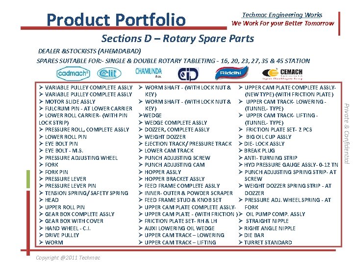 Product Portfolio Techmac Engineering Works We Work For your Better Tomorrow Sections D –