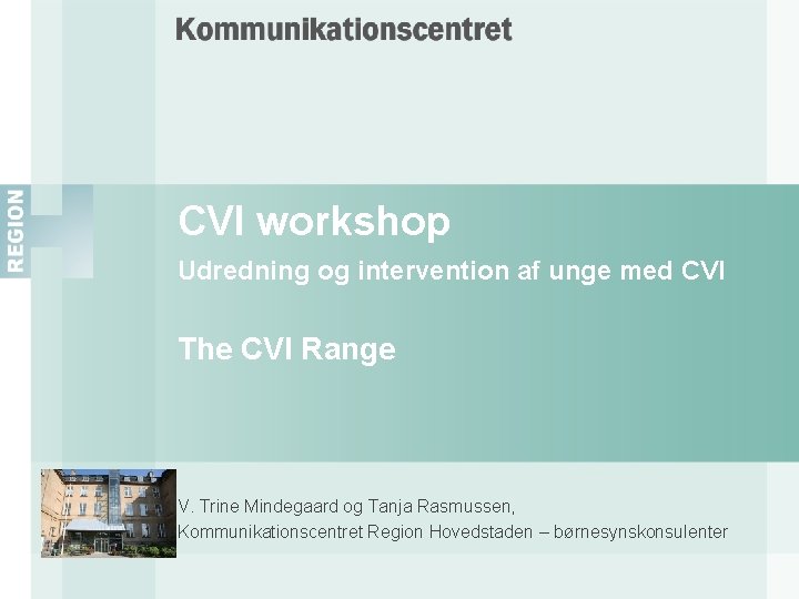 CVI workshop Udredning og intervention af unge med CVI The CVI Range V. Trine