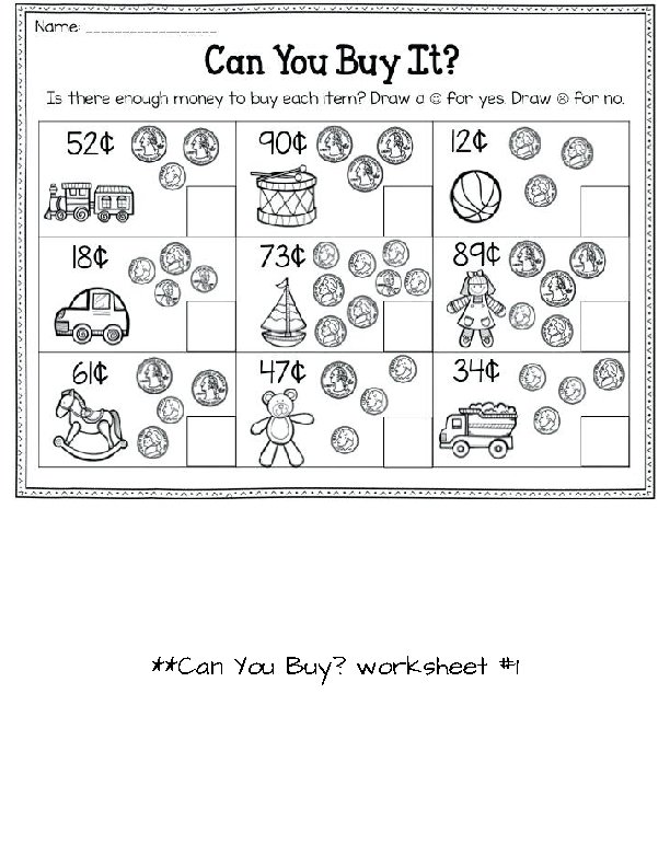 **Can You Buy? worksheet #1 