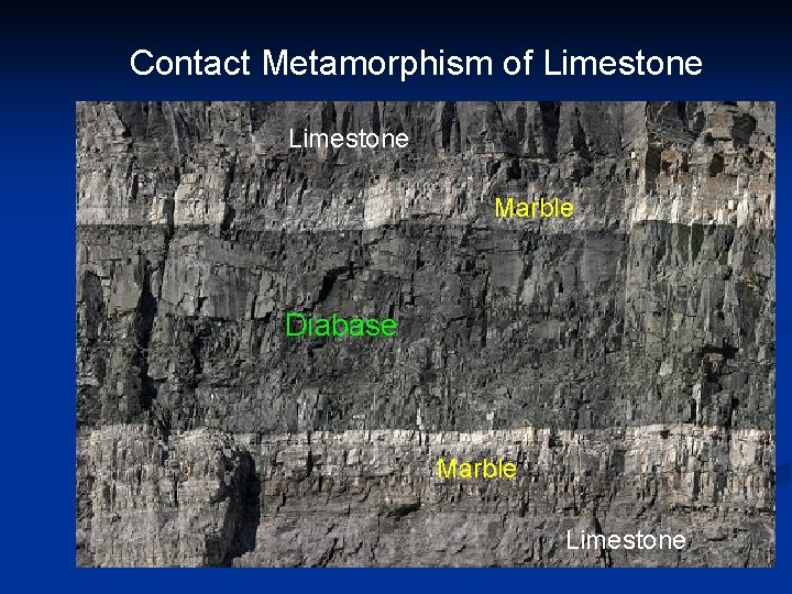 Contact Metamorphism of Limestone Marble Diabase Marble Limestone 