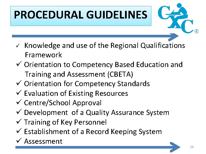 PROCEDURAL GUIDELINES ü Knowledge and use of the Regional Qualifications Framework ü Orientation to