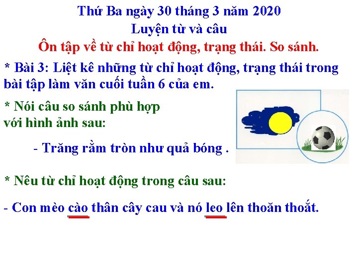 Thứ Ba ngày 30 tháng 3 năm 2020 Luyện từ và câu Ôn tập