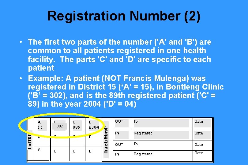 Registration Number (2) • The first two parts of the number ('A' and 'B')