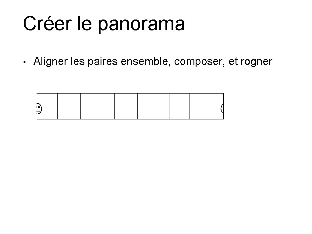 Créer le panorama • Aligner les paires ensemble, composer, et rogner 