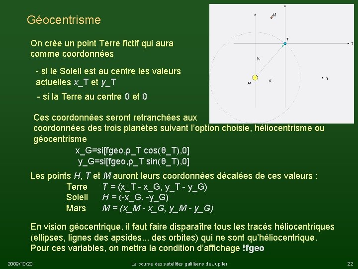 Géocentrisme On crée un point Terre fictif qui aura comme coordonnées - si le