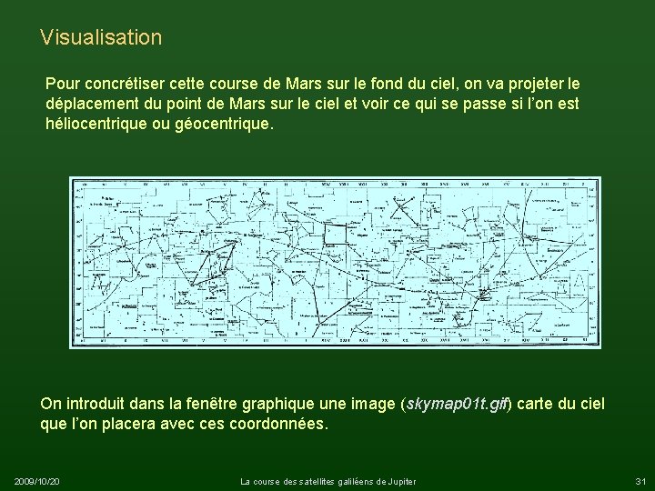 Visualisation Pour concrétiser cette course de Mars sur le fond du ciel, on va