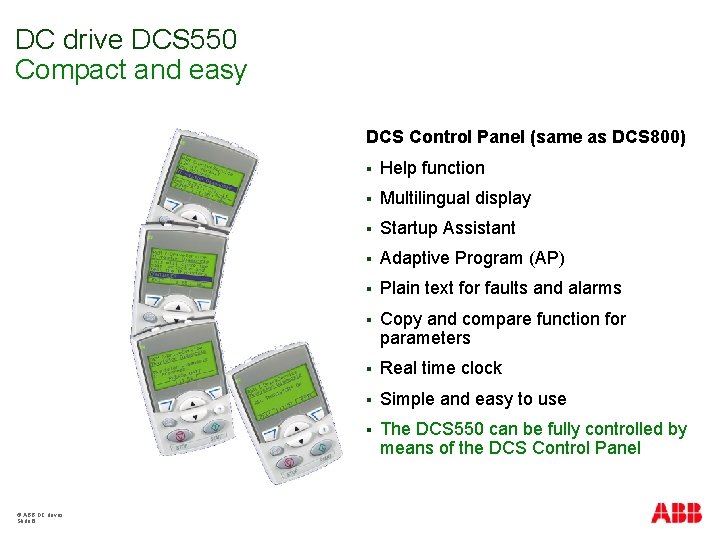 DC drive DCS 550 Compact and easy DCS Control Panel (same as DCS 800)
